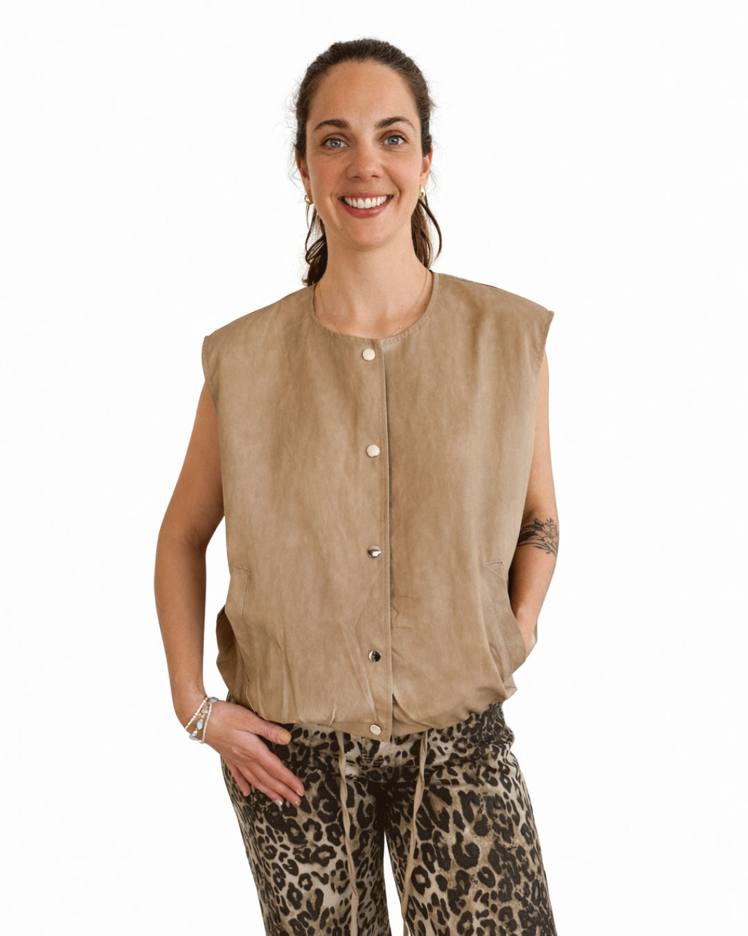 Chaqueta Dalia Sin Mangas Beige