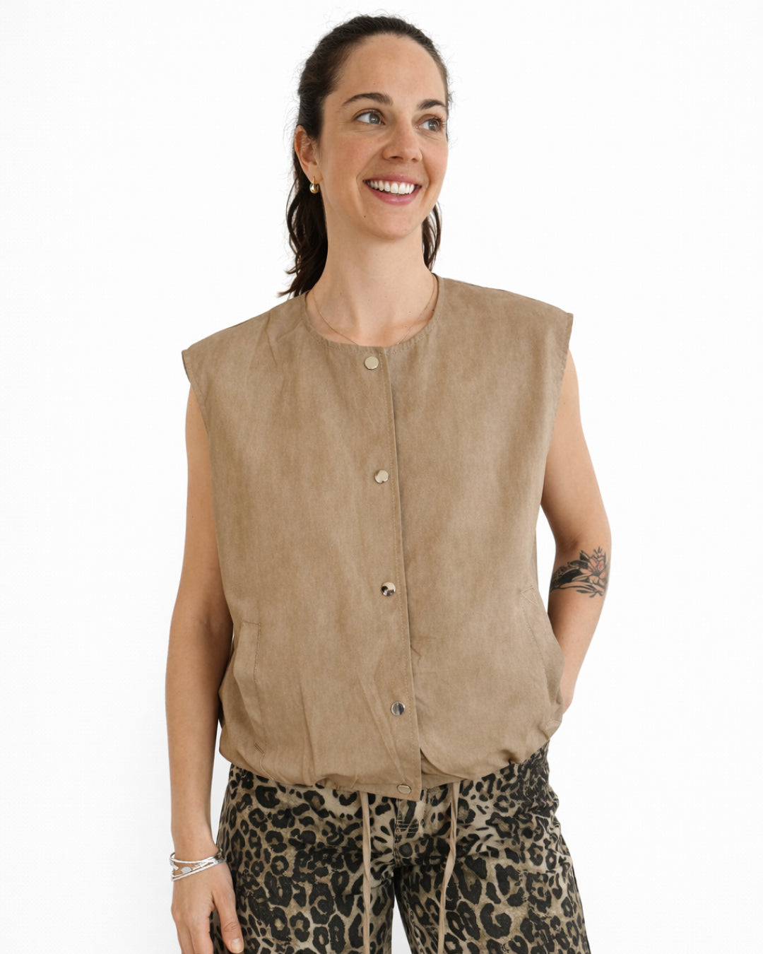 Chaqueta Dalia Sin Mangas Beige