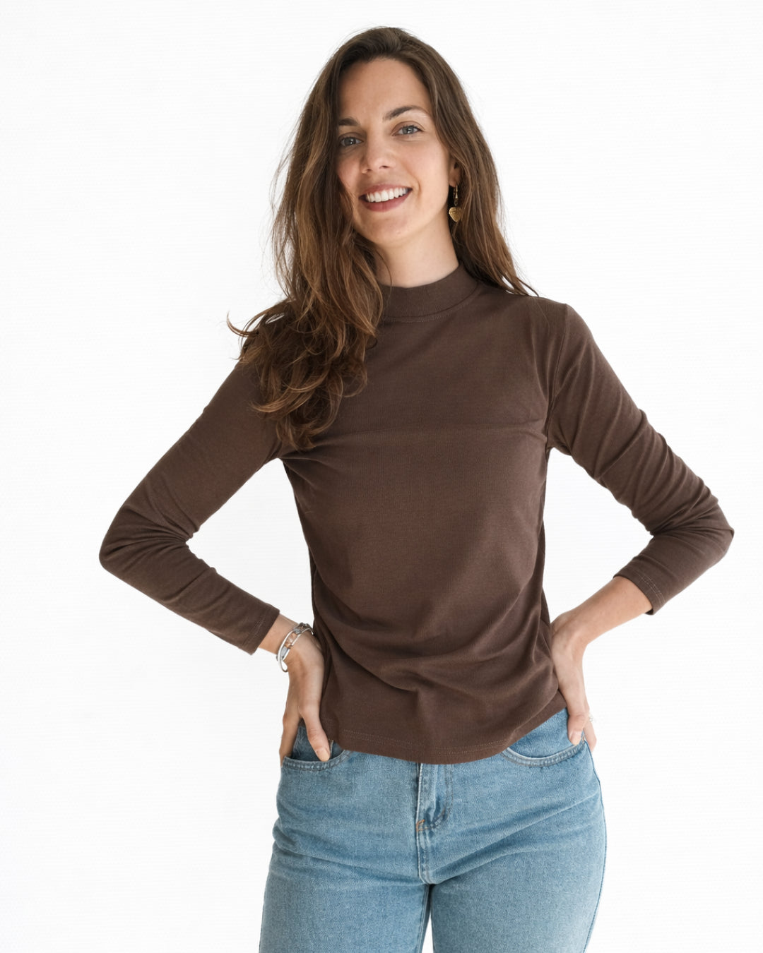 Polera Manga Larga Café