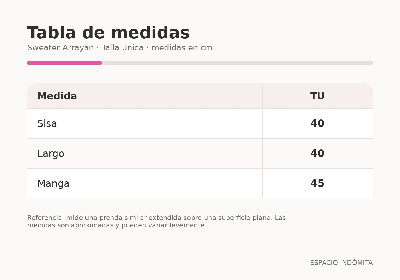Guía de tallas Sweater Arrayan beige